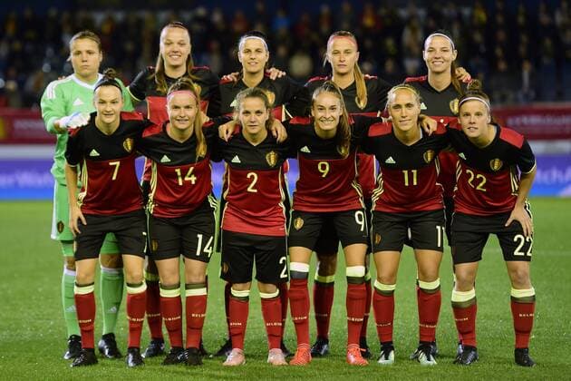 LEUVEN, BELGIUM - OCTOBER 20 : Illustration picture showing the players of Belgium during the Women s 2019 World Cup Qualifier Group F match between Belgium and Romania at the Den Dreef Stadium on October 20, 2017 in Leuven, Belgium, 20 10 2017 FOOTBALL : Belgique vs Roumanie - Qualification Coupe du Monde Femine 2019 - 21 10 2017 PhotoNews Panoramic 