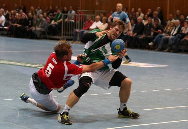 v.li.: Max Darj (Bergischer HC), Jan Schäffer (DJK Rimpar Wölfe), DKB 2. Handball-Bundesliga, DJK Rimpar Wölfe - Bergischer HC,