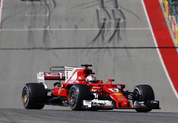 AUSTIN, TX - OCTOBER 22: Ferrari driver Sebastian Vettel (5) of Germany during the United States Grand Prix on October 22, 2017, at the Circuit of The Americas in Austin, TX. (Photo by David John Griffin Icon Sportswire) AUTO: OCT 22 F1 - United States Grand Prix Icon9531710220209 EDITORIAL USE ONLY