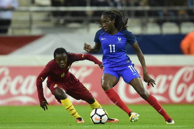 Ouleymata Sarr France vs Juliet Acheampong Ghana FOOTBALL France vs Ghana feminine amical Reims 23 10 2017 JBAutissier Panoramic 