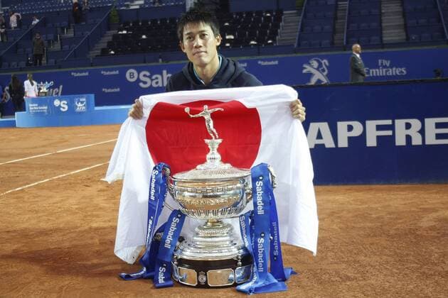 BARCELONA, 26-04-2014. Real Club de Tenis Barcelona 1899. 2015. Barcelona. Kei Nishikori during the Barcelona Open Banc de Sabadell Conde de Godo (final), ATP Tennis Herren Master 500 tournement. Barcelona Open Tennis Conde de Godo (final) *** Barcelona 26 04 2014 Real club the Tenis Barcelona 1899 2015 Barcelona Boulder Nishikori during The Barcelona Open Banc the Sabadell Conde the Godo final ATP Master 500 tournement Barcelona Open Tennis Conde the Godo final 