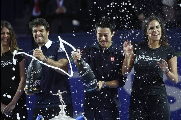 BARCELONA, 26-04-2014. Real Club de Tenis Barcelona 1899. 2015. Barcelona. Kei Nishikori during the Barcelona Open Banc de Sabadell Conde de Godo (final), ATP Tennis Herren Master 500 tournement. Barcelona Open Tennis Conde de Godo (final) *** Barcelona 26 04 2014 Real club the Tenis Barcelona 1899 2015 Barcelona Boulder Nishikori during The Barcelona Open Banc the Sabadell Conde the Godo final ATP Master 500 tournement Barcelona Open Tennis Conde the Godo final 