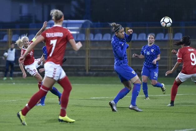 Fußball, Damen, WM-Quali, Kroatien - Dänemark Pernille Harder scorer til 0 1 tirsdag aften i VM kvalifikationskampen mod Kroatien i Zagreb Polfoto 72309667  Copyright: POULSENxLARS