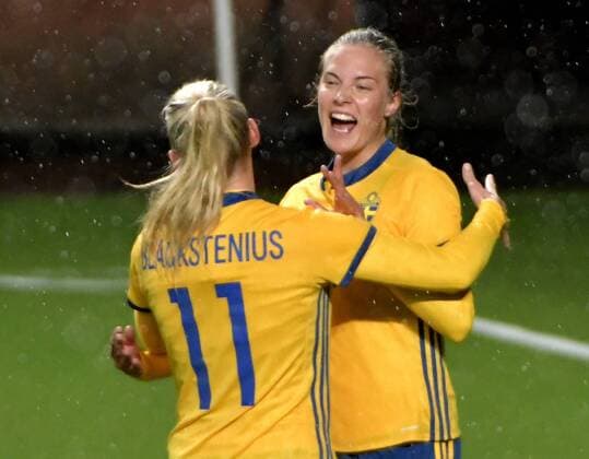 Boras Sweden 2017-10-24 World Cup Qualification 2017 18 Sweden(SWE)Hungary(HUN) Lina Hurtig(SWE) 1-0 PHOTO BOBBO LAUHAGE KOD 0300003 COPYRIGHT KAMERAPRESS.SE KP0300003 