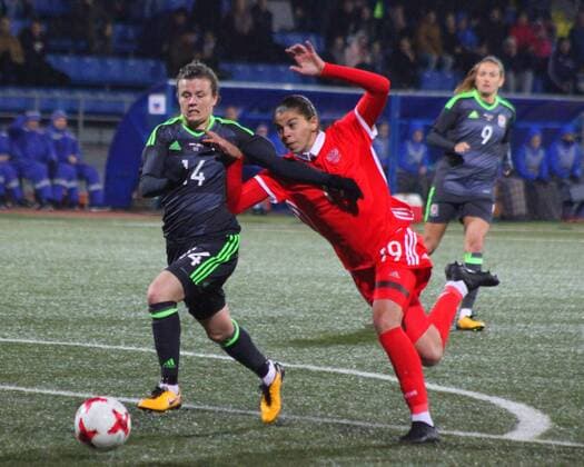October 24, 2017 - Saint-Petersburg, Russia - Of The Russian Federation. Saint-Petersburg. MSA Petrovskiy . Match FIFA. Small sports arena of stadium Petrovsky . Football. Women. A football match in the qualifying tournament of World Championship WM Weltmeisterschaft 2019 Russia - Wales. The player of Russian national team Nationalteam on football..Karpova Nadezda. Football, women, Russia - Wales 0:0  - ZUMAl75_ 20171024_zaf_l75_065 Copyright: xMaksimxKonstantinovx
