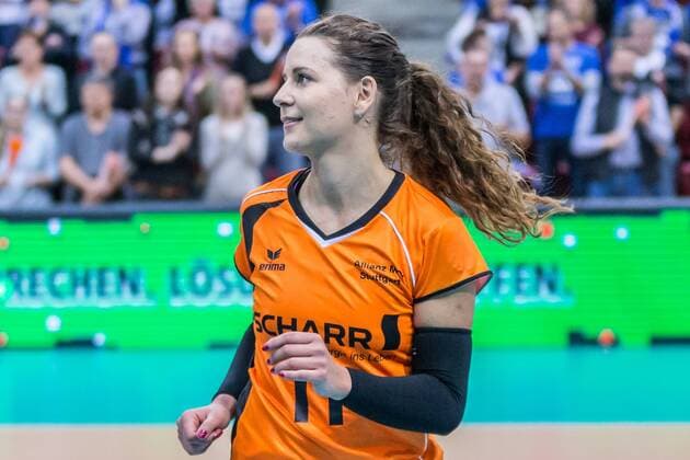 Teodora Pusic (Allianz MTV Stuttgart, 11, Libero); Most Valuable Player; Porträt, Einzelbild, Volleyball, 1. Bundesliga Frauen, Allianz MTV Stuttgart - Schwarz-Weiß Erfurt,