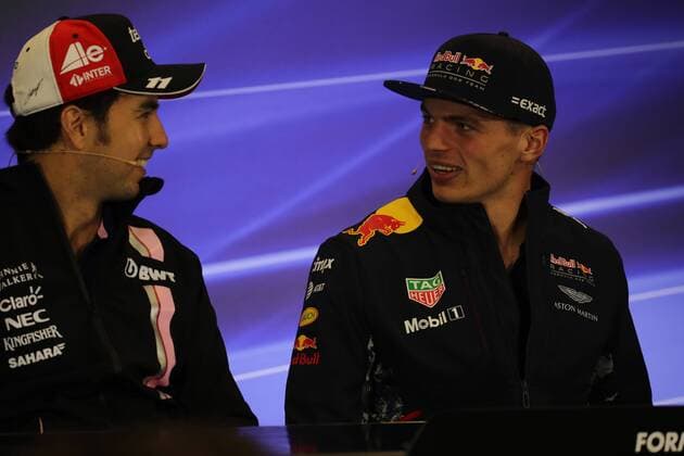 26.10.2017 - press conference PK Pressekonferenz Sergio Perez (MEX) Sahara Force India F1 VJM010 and Max Verstappen (NED) Red Bull Racing RB13 Mexican Grand Prix, Mexico City 26 - 29 October 2017 26.10.2017 - Press conference, Sergio Perez (MEX) Sahara Force India F1 VJM010 and Max Verstappen (NED) Red Bull Racing RB13 