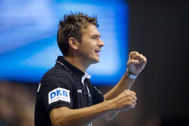 Handball Magdeburg 28.10.2017 Länderspiel Nationalmannschaft DHB Deutschland (GER) - Spanien (ESP) Christian Prokop (Deutschland, Trainer) Jubel