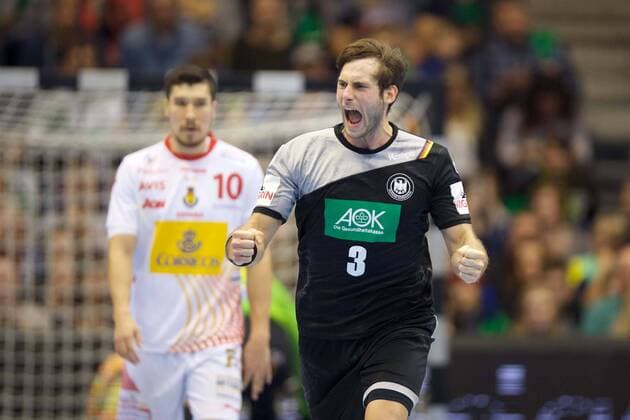 Handball Magdeburg 28.10.2017 Länderspiel Nationalmannschaft DHB Deutschland (GER) - Spanien (ESP) Uwe Gensheimer (Deutschland, No.03) Jubel