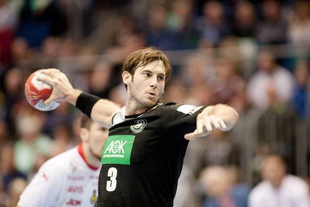 Uwe Gensheimer (Nr. 3 Deutschland) beim Siebenmeter Deutschland - Spanien Magdeburg Copyright: xDanielxReinelt xEibner-Pressefotox EP_drt
