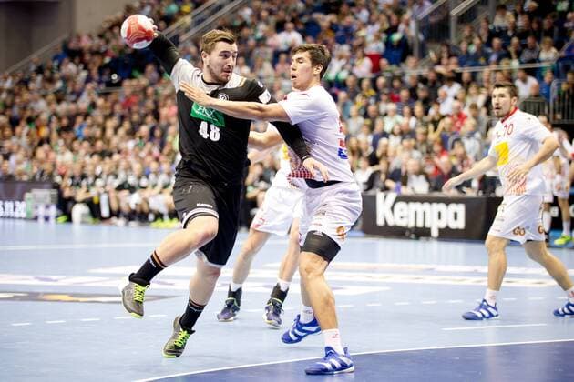 Jannik Kohlbacher (Nr. 48 Deutschland) wirft Deutschland - Spanien Magdeburg Copyright: xDanielxReinelt xEibner-Pressefotox EP_drt