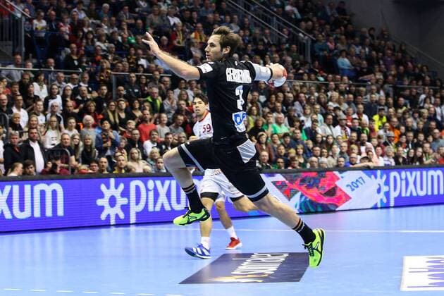 Uwe Gensheimer (Deutschland) - Handball Länderspiel Deutschland vs. Spanien in der GETEC Arena in Magdeburg - Aktion,Deutschland, Handball, Mann,Männer,28.10.2017