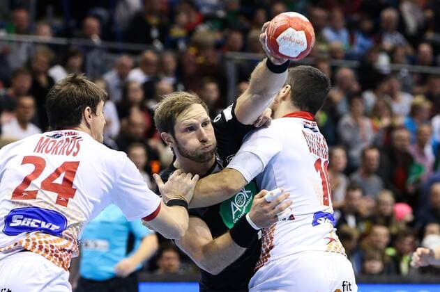 Steffen Weinhold (Deutschland) - Handball Länderspiel Deutschland vs. Spanien in der GETEC Arena in Magdeburg - Aktion,Deutschland, Handball, Mann,Männer,28.10.2017