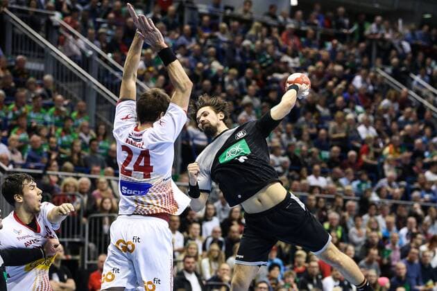 Fabian Wiede (Deutschland) - Handball Länderspiel Deutschland vs. Spanien in der GETEC Arena in Magdeburg - Aktion,Deutschland, Handball, Mann,Männer,28.10.2017