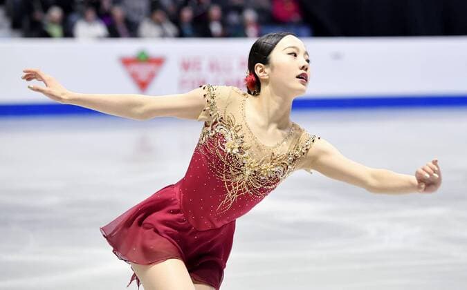 Figure skating Eiskunstlauf Honda 5th at Skate Canada Japan s Marin Honda performs in the women s singles free program at Skate Canada International at Brandt Center in Regina, Canada, on Oct. 28, 2017. Honda finished fifth in her Grand Prix competition debut in the 