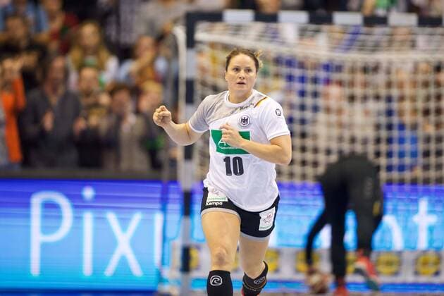 Handball Magdeburg 28.10.2017 Länderspiel Nationalmannschaft DHB Frauen Deutschland (GER) - Niederlande (NED) Anna Loerper (Deutschland, No.10) Jubel