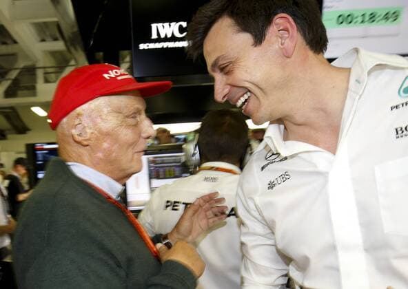 Motorsports: FIA Formula One World Championship WM Weltmeisterschaft 2017, Grand Prix of Mexico, Niki Lauda (AUT, Mercedes AMG Petronas Formula One Team), Toto Wolff (AUT, Mercedes AMG Petronas Formula One Team), Mexico-City Mexico