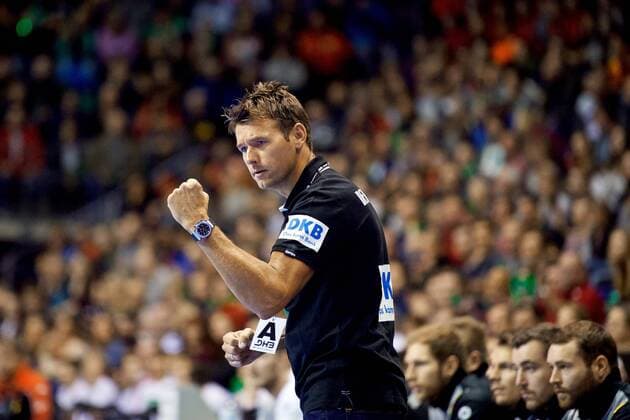 Handball Berlin 29.10.2017 Länderspiel Nationalmannschaft DHB Deutschland (GER) - Spanien (ESP) Christian Prokop (Deutschland, Trainer) Jubel