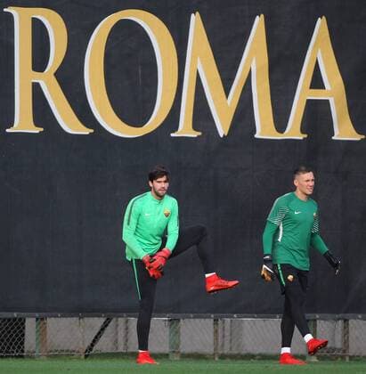 Alisson Becker, Skorupski Roma 30-10-2017 Football Champions League 2017 2018 Training AS Roma Allenamenti Foto Gino Mancini Insidefoto ginoxmancini
