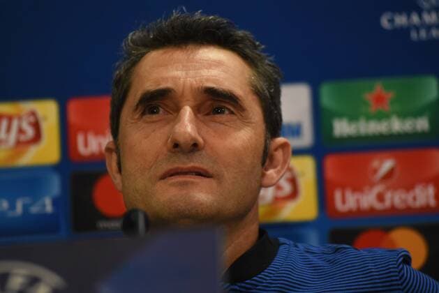 Ernesto Valverde, the Headcoach of Barcelona FC at the press conference PK Pressekonferenz in Piraeus First training and Press Conference of FC Barcelona Barca in Piraeus for the UEFA Champions League match gainst Olympiakos Piraeus, in Piraeus on October 30, 2017
