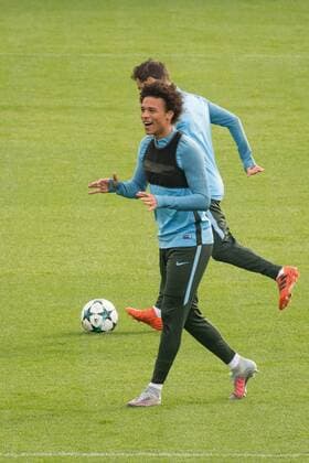 Manchester City Training Leroy San? of Manchester City during the Manchester City training session ahead of their Champions League match at City Football Academy, Manchester Content Not Available For UK Newspapers Copyright: xMattxWilkinsonx FIL-10884-0016