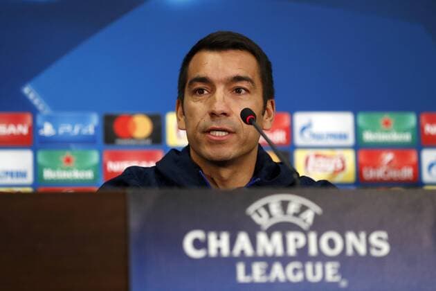 coach Giovanni van Bronckhorst during a press conference PK Pressekonferenz prior the UEFA Champions League group F match between Shakhtar Donetsk and Feyenoord Rotterdam at Metalist Stadium on October 31, 2017 in Kharkiv, Ukraine UEFA Champions League 2017 2018 xVIxVIxImagesx xMauricexvanxSteenxIVx 9172874