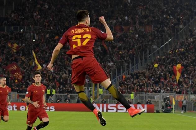 Esultanza dopo il gol di Stephan El Shaarawy Roma. Goal celebration. Roma 31-10-2017 Stadio Olimpico Champions League, Fase a gironi. AS Roma - Chelsea Foto Antonietta Baldassarre Insidefoto AntoxBaldassarre