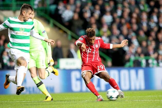 Nir Bitton ( Celtic Glasgow 6 ) Kingsley Coman (FC Bayern Muenchen 29) beim Torschuss zum 0:1, Celtic Glasgow vs FC Bayern Muenchen, Champions League, Fussball, 31.10.2017, Glasgow Copyright: xLanger Eibner-Pressefotox EP_HLR