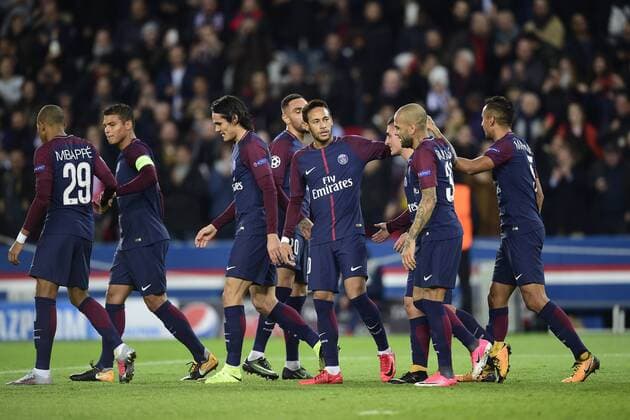joie des joueurs du PSG apres le but de VERRATTI Marco PSG FOOTBALL PSG vs Anderlecht Ligue des Champions 31 10 2017 JBAutissier Panoramic 