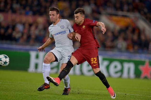 il secondo gol di Stephan El Shaarawy Roma. Goal celebration. Roma 31-10-2017 Stadio Olimpico Champions League, Fase a gironi. AS Roma - Chelsea Foto Antonietta Baldassarre Insidefoto AntoxBaldassarre