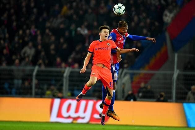31st October 2017, St Jakob-Park, Basel, Switzerland; UEFA Champions League, FC Basel versus CSKA Moscow; Manuel Akanji of FC Basel challenges Aleksandr Golovin of CSKA Moscow for the ball  ActionPlus11946797