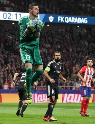 Qarabag s goalkeeper Sehic during Champions League match between Atletico Madrid and Qarabag at the Wanda Metropolitano stadium in Madrid Tuesday Oct 31th 2017  xIrinaxR.xH.x xAFP7x xAtxMadridxvxQarabag,xChampionsxLeague,xSpain,xOctx31thx2017x
