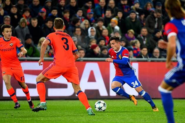 31st October 2017, St Jakob-Park, Basel, Switzerland; UEFA Champions League, FC Basel versus CSKA Moscow; Taulant Xhaka of FC Basel runs with the ball  ActionPlus11946811
