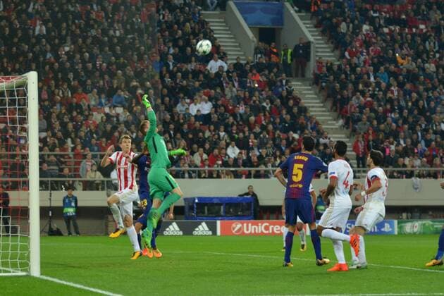 Marc-Andre ter Stegen goalkeeper of Barcelona FC and of the German national team Nationalteam UEFA Champions League Round 4, Olympiakos Piraeus vs Barcelona FC in Piraeus on October 31, 2017