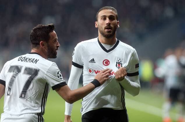 Cenk Tosun of Besiktas celebrates their goal during Besiktas vs. Monaco UEFA Champions League game at Vodafone Park, Istanbul, November 1st, 2017.  Copyright: TolgaxAdanali 15844240