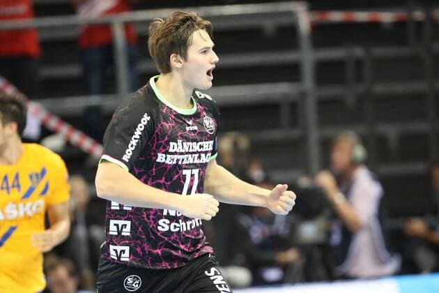 SG Flensburg-Handewitt - RK Celje Pivovarna Lasko, EHF Champions League; Flensburg, 01.11.17 Flensburg, 01.11.17, Handball, VELUX EHF Champions League, Saison 2017 2018, Gruppenphase, SG Flensburg-Handewitt - RK Celje Pivovarna Lasko : Jubel Torjubel bei Magnus Roed (SG Flensburg-Handewitt, 77)