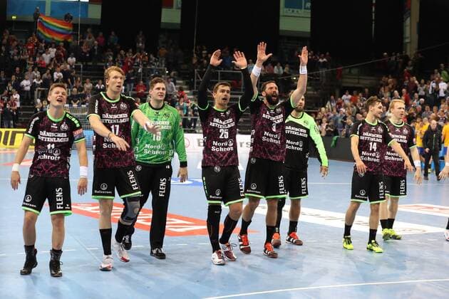 Bilder des Tages - SPORT SG Flensburg-Handewitt - RK Celje Pivovarna Lasko, EHF Champions League; Flensburg, 01.11.17 Flensburg, 01.11.17, Handball, VELUX EHF Champions League, Saison 2017 2018, Gruppenphase, SG Flensburg-Handewitt - RK Celje Pivovarna Lasko : Jubel nach Sieg