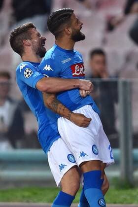 Esultanza Gol Lorenzo Insigne Napoli Goal celebration with Dries Mertens Napoli 01-11-2017 Stadio San Paolo Calcio Uefa Champions League 2017 2018 Group F Napoli - Manchester City Foto Andrea Staccioli Insidefoto andreaxstaccioli
