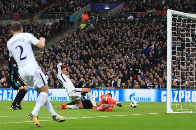 1st November 2017, Wembley Stadium, London, England; UEFA Champions League, Tottenham Hotspur versus Real Madrid; Dele Alli of Tottenham Hotspur scores making it 1-0  ActionPlus11946892