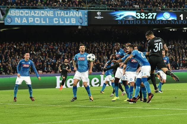 As Napoli 01 11 2017 - Champions League Napoli-Manchester City foto Antonello Sammarco Image nella foto: gol Nicolas Otamendi 