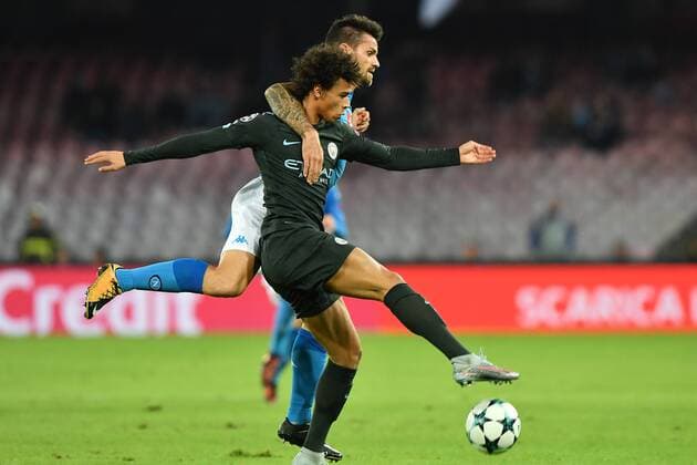 As Napoli 01 11 2017 - Champions League Napoli-Manchester City foto Antonello Sammarco Image nella foto: Christian Maggio-Leroy Sane 