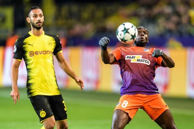 Mickael Pote (Apoel FC 8) und Oemer Toprak (Borussia Dortmund 36) beim Champions League Spiel zwischen Borussia Dortmund und Apoel FC am 01.11.2017, Dortmund Copyright: xSchuelerx xEibnerx-xPressefotox EP_EER