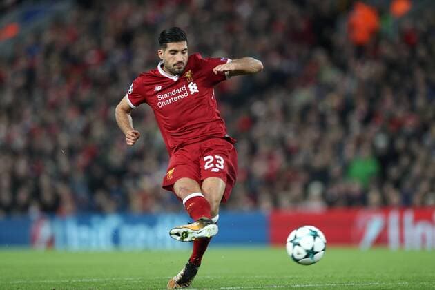 Football - 2017 2018 UEFA Champions League - Group E: Liverpool vs. NK Maribor Emre Can of Liverpool scoring at Anfield. COLORSPORT LYNNE CAMERON 