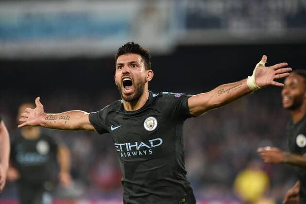 Sergio Aguero of Manchester City celebrates scoring third goal during the UEFA Champions League group F match between Napoli and Manchester City at Stadio San Paolo, Naples, Italy on 1 November 2017. Copyright: xGiuseppexMaffiax 17480058