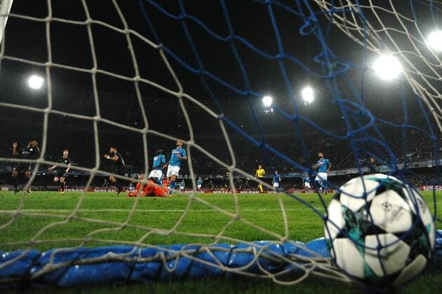 Gol Sergio Aguero Manchester 2-3 Goal celebration Napoli 01-11-2017 Stadio San Paolo Calcio Uefa Champions League 2017 2018 Group F Napoli - Manchester City Foto Andrea Staccioli Insidefoto andreaxstaccioli