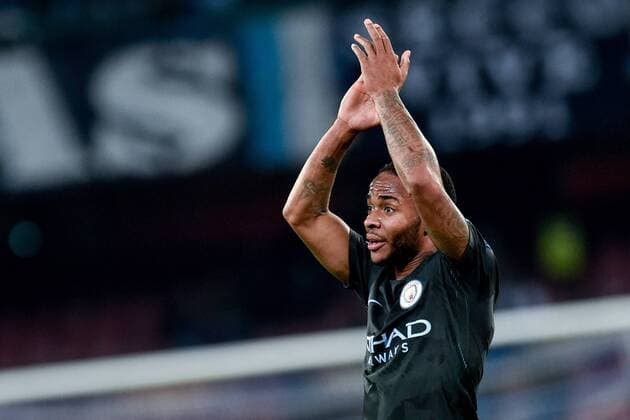 Raheem Sterling of Manchester City celebrate the victory during the UEFA Champions League group F match between Napoli and Manchester City at Stadio San Paolo Naples Italy on 1 November 2017 Photo by Giuseppe Maffia xGiuseppexMaffiax xUKSPx AFP7x xNapolixvxManchesterxCity,xItaly,xNovx1thx2017x