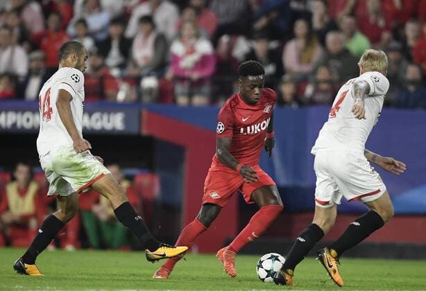 The player Quincy Promes del Spartak of Moscow during the party belonging to League of Champions facing to the Sevilla FC vs Spartak Moscu stadium Ramon Sanchez Pizjuan on the 01 11 2017th Seville Andalusia Spain foto Cristobal Duena  xx xx