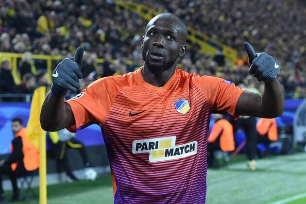 Fußball Champions League Gruppenphase Borussia Dortmund - APOEL Nikosia am 01.11.2017 im Signal Iduna Park in Dortmund Torjubel zum 1:1 durch Mickael Pote ( Nikosia )