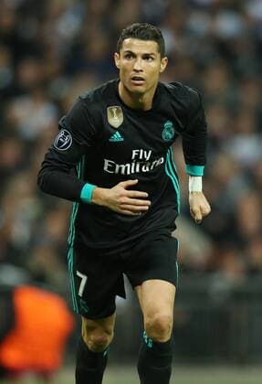(171102) -- LONDON, Nov. 2, 2017 () -- Cristiano Ronaldo of Real Madrid reacts during the UEFA Champions League Group H match between Tottenham Hotspur and Real Madrid at Wembley Stadium in London, Britain on Nov. 1, 2017. Tottenham Hotspur won 3-1. () (SP)BRITAIN-LONDON-FOOTBALL-UEFA CHAMPIONS LEAGUE-GROUP H Xinhua 
