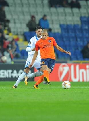 Gokhan Inler of Basaksehir and Florian Grillitsch of Hoffenhein during the UEFA Europa League group C match between Istanbul Basaksehir and Hoffenheim at Basaksehir Fatih Terim Stadium in Istanbul, Turkey, on November 02, 2017. 